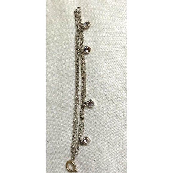Four Strand Silver Tone Charm Bracelet with Four CZ Charms - 6 1/2" Long - Picture 3 of 5